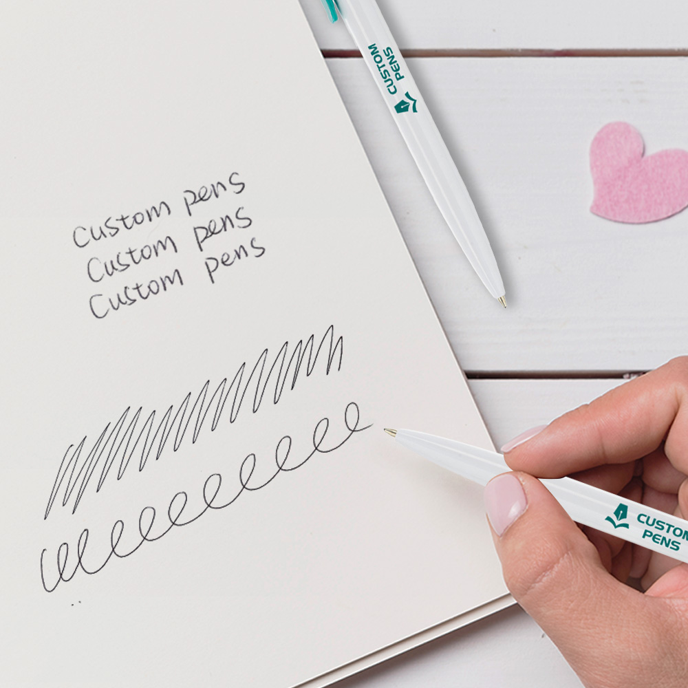 Full Color White Plastic Promotional Pens writing 