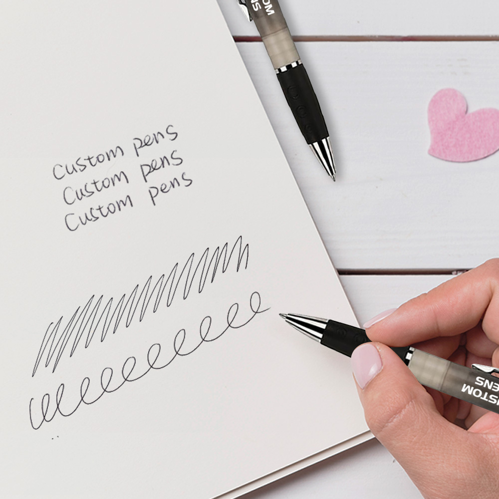 Twist Action Personalized Business Pens With Sanitizer writing 