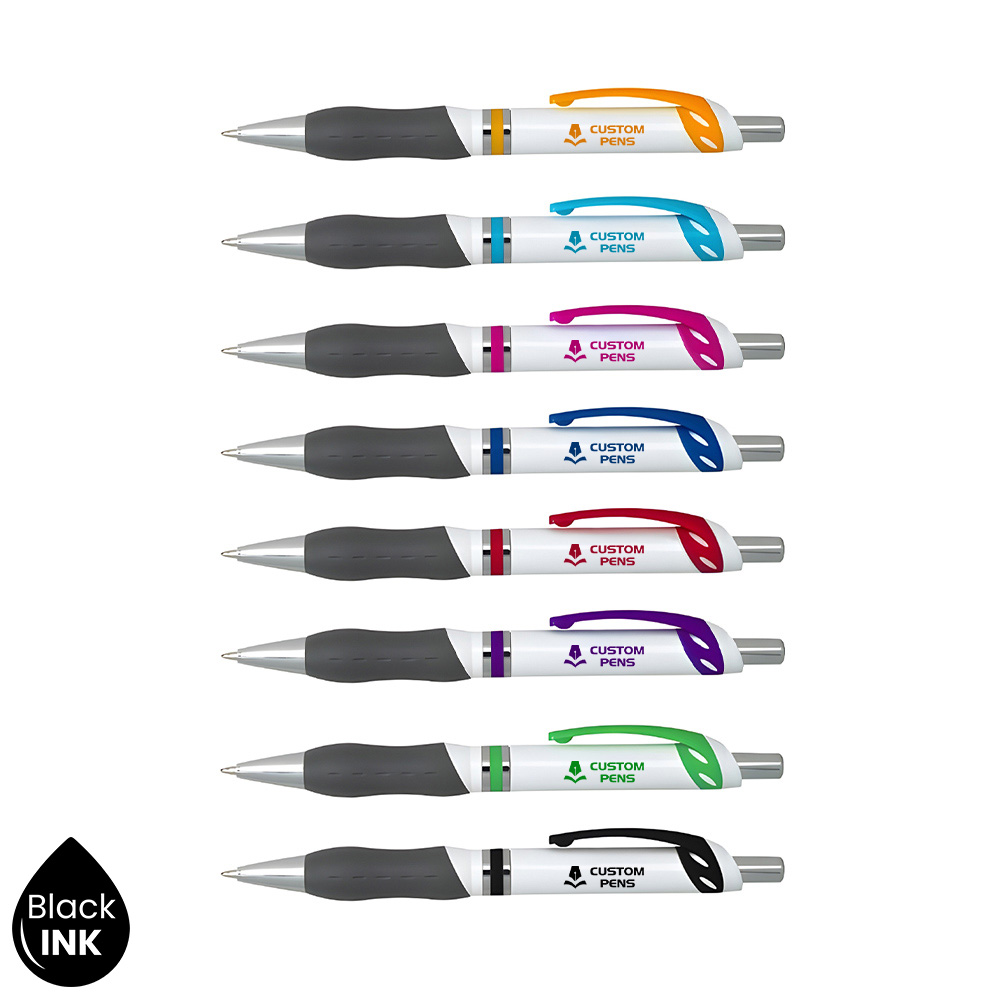 Center Ringed Plunger Action Pen Multi Color