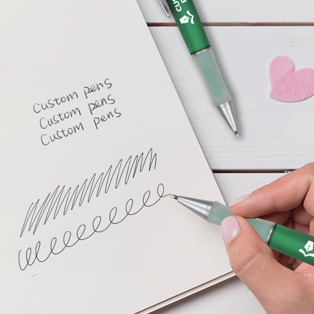 Fiji Ballpoint Pen with No-Slip Rubber Grip writing 