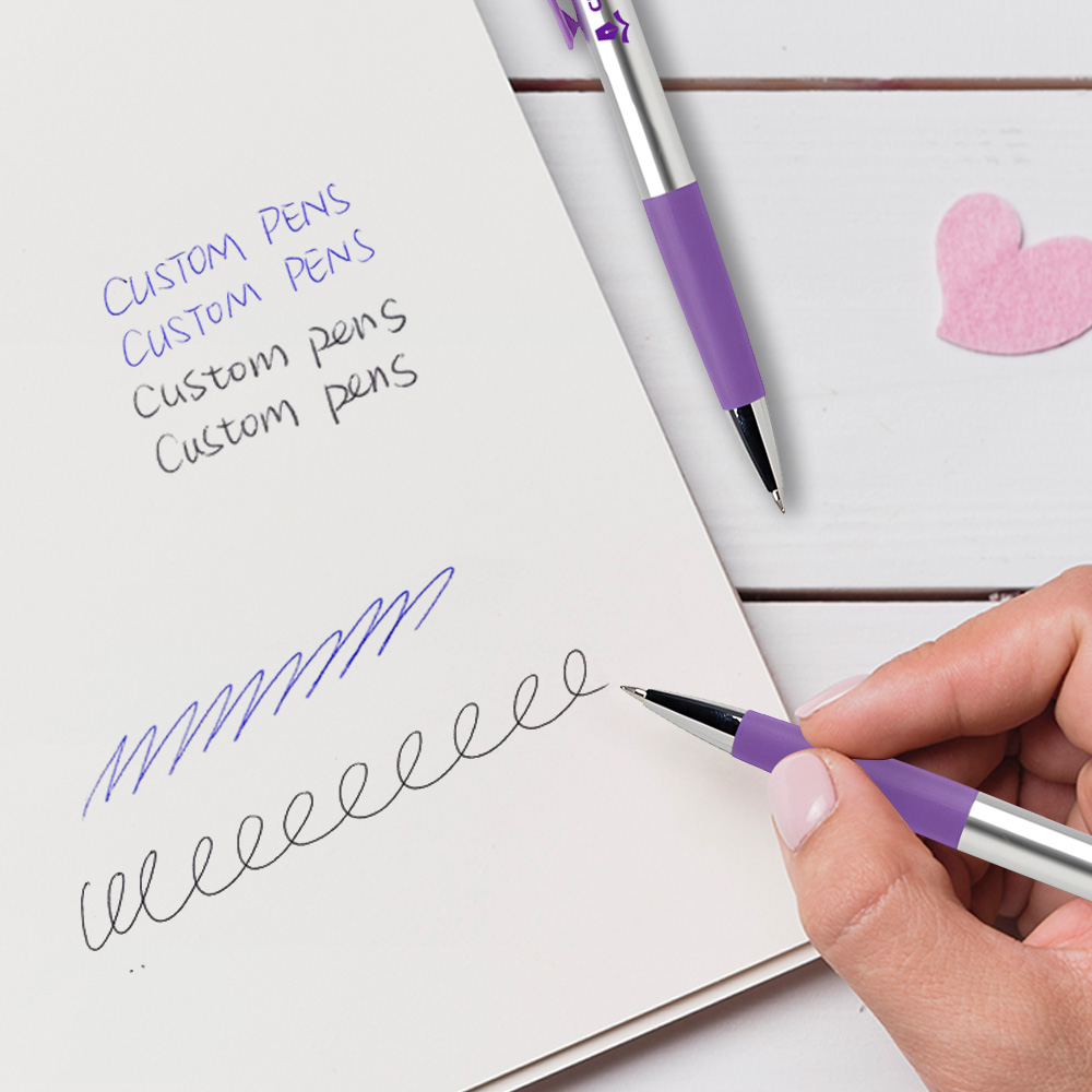 Marketing Mardi Gras Chrome Ballpoint Pen writing 