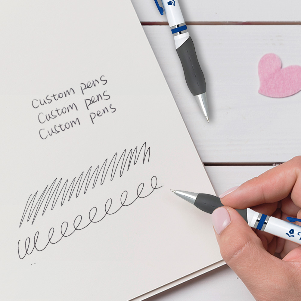 Plastic Center-Ringed Ballpoint Pen writing 