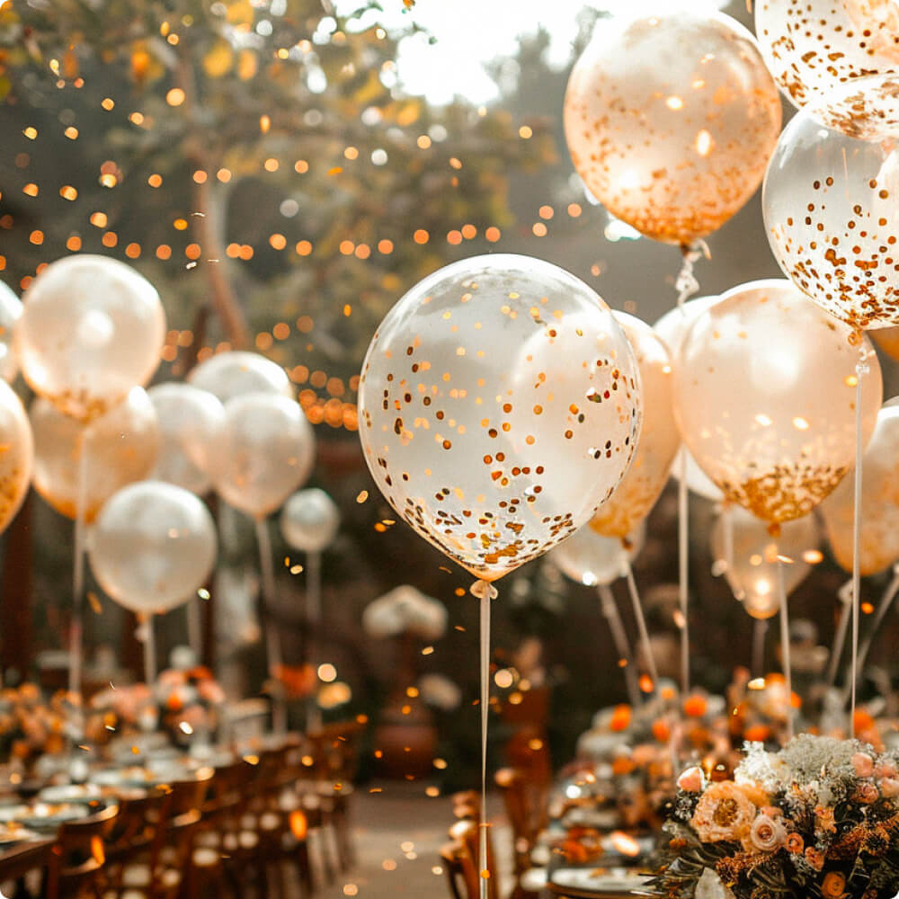 Confetti balloon decoration for wedding