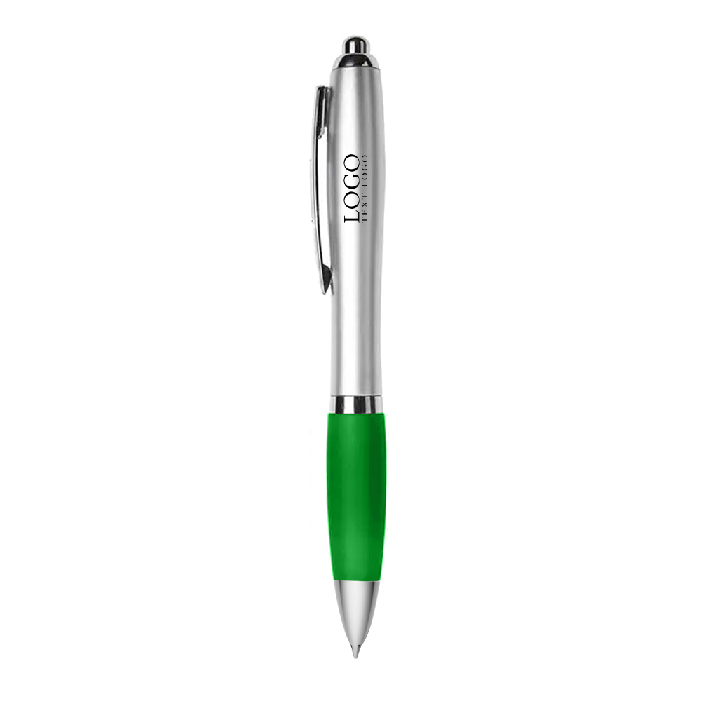 Silver Retractable Basset II Pen green