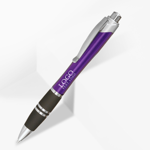Promotionele plastic pen met zilveren accentgreep