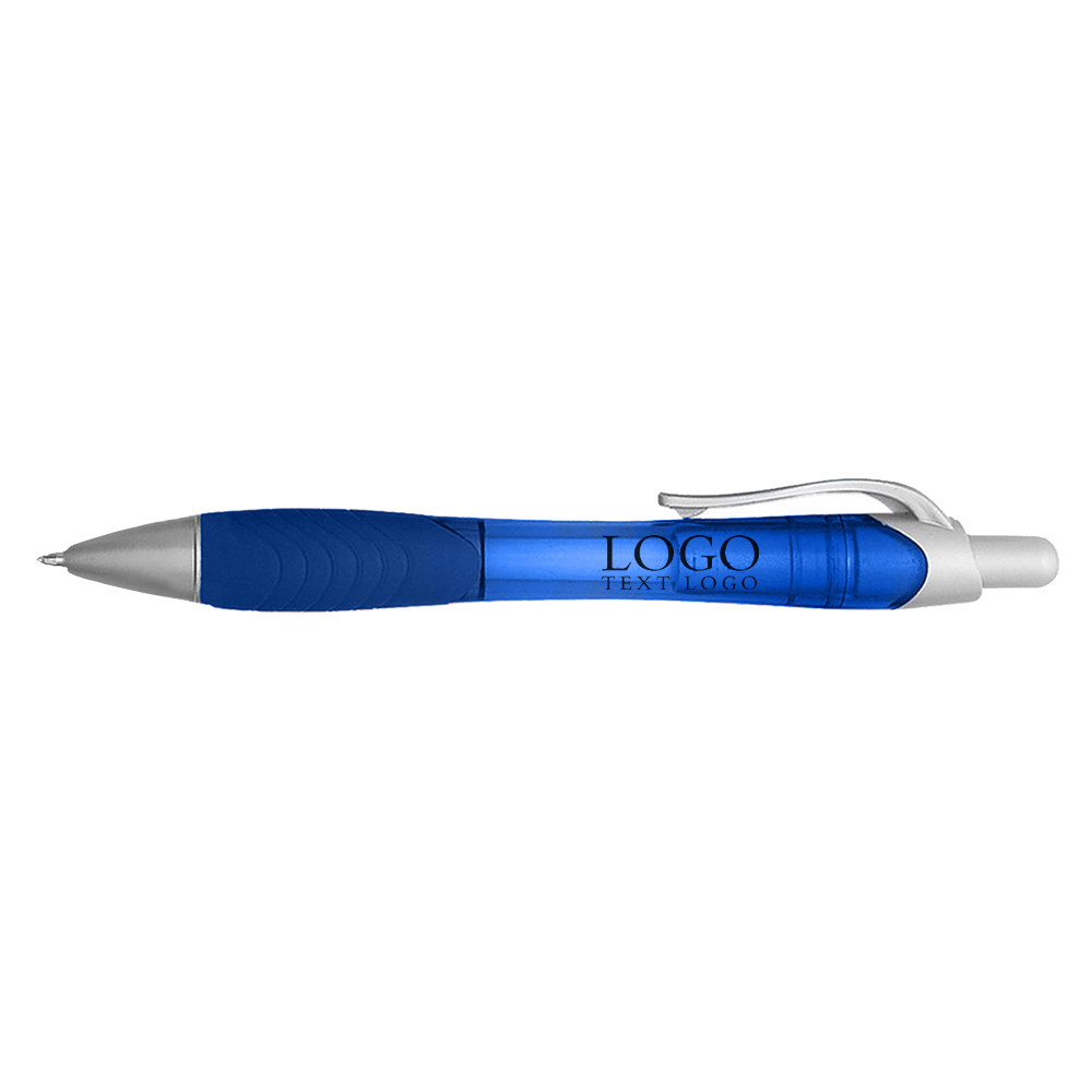 Blue Transparent Printed Logo Gel Pens with Grip