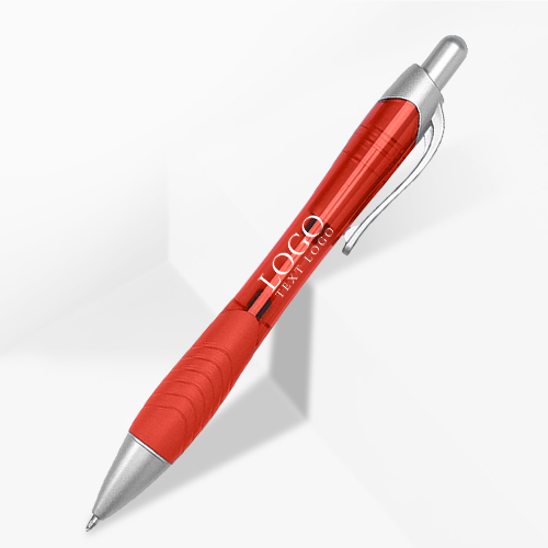 Colored Translucent  Printed Logo Pen with Rubber Grip