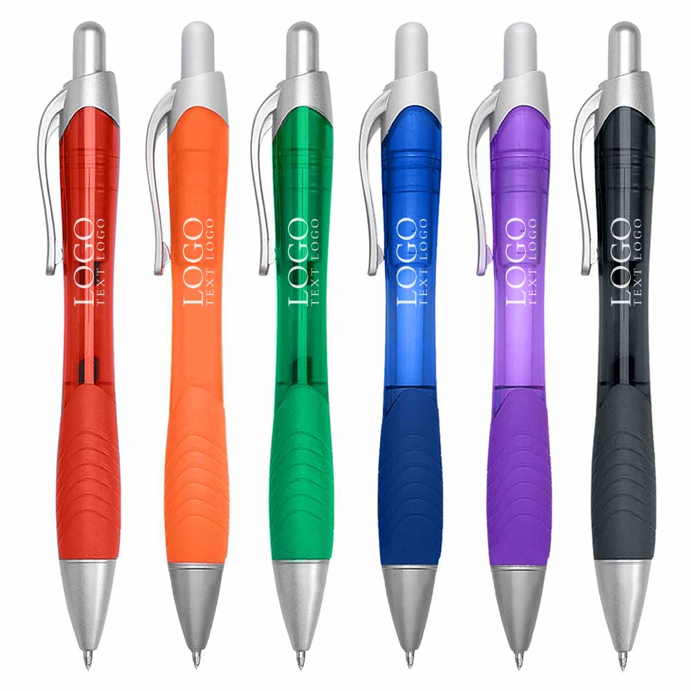 Custom Colored Transparent Printed Logo Gel Pen with Grip