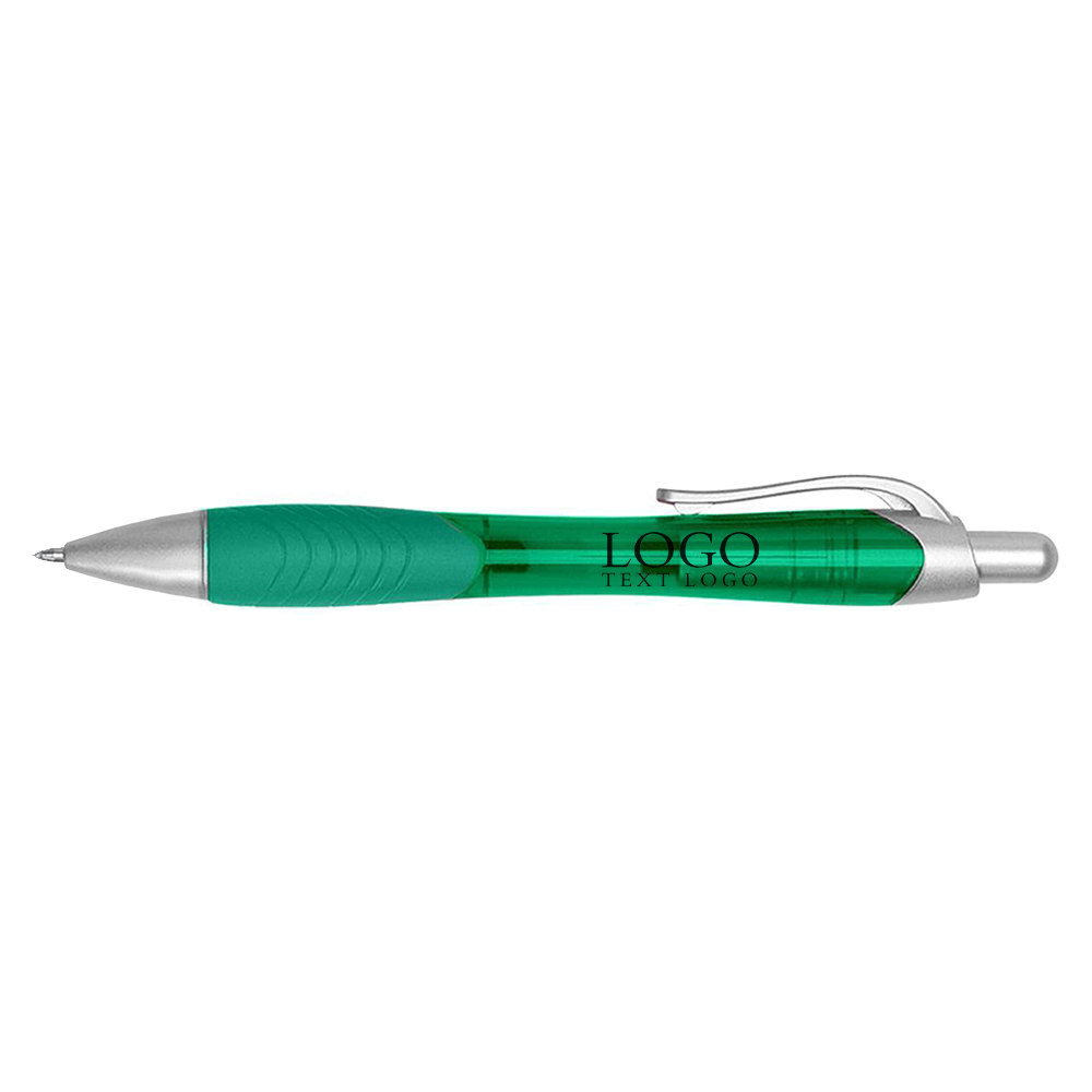 Custom Green Transparent Printed Logo Gel Pen with Grip