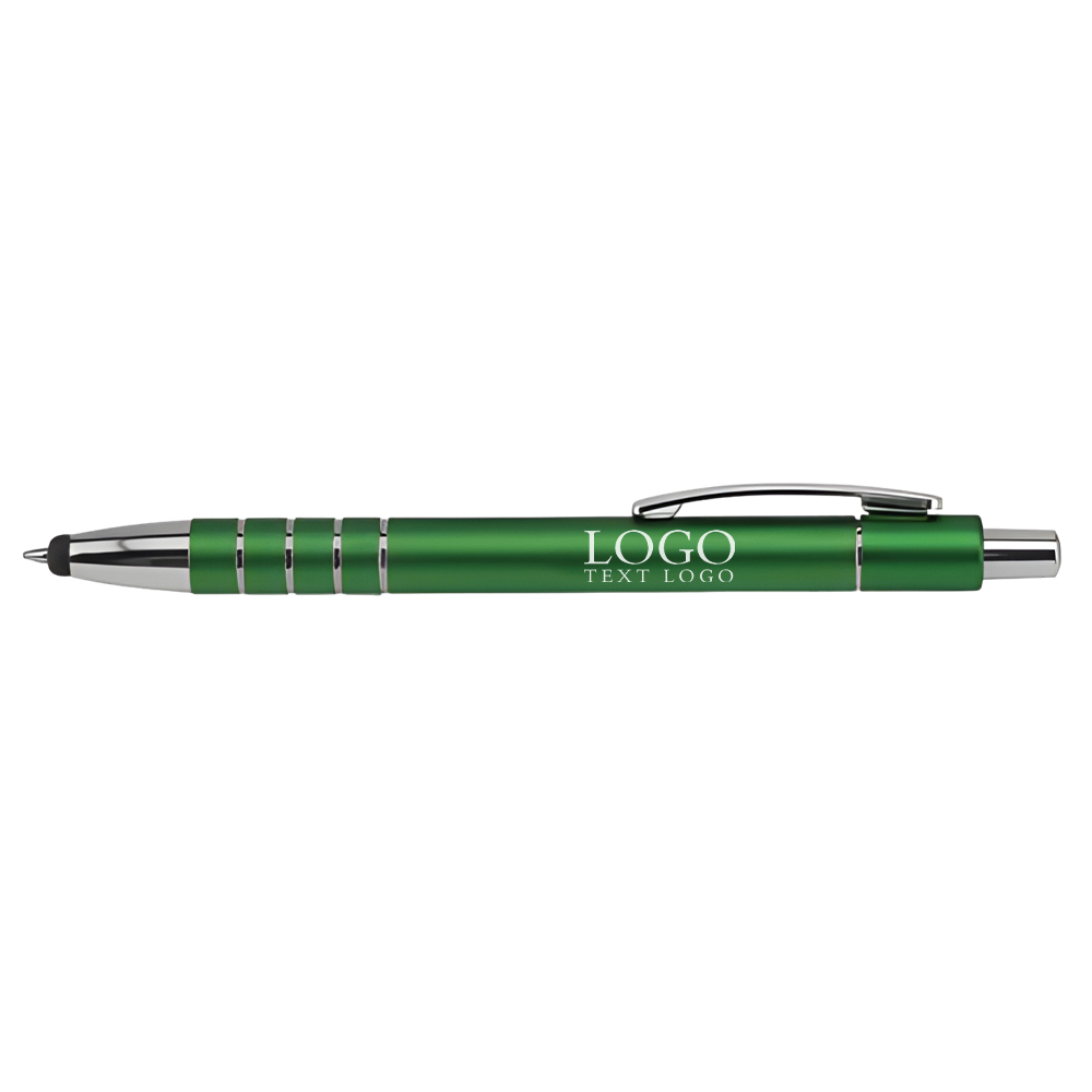 Custom Promotional Green Metal Line Gel and Stylus Pens with logo