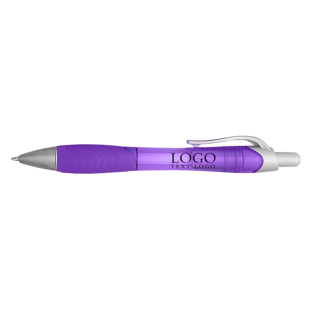 Custom Purple Transparent Printed Logo Gel Pens with Grip
