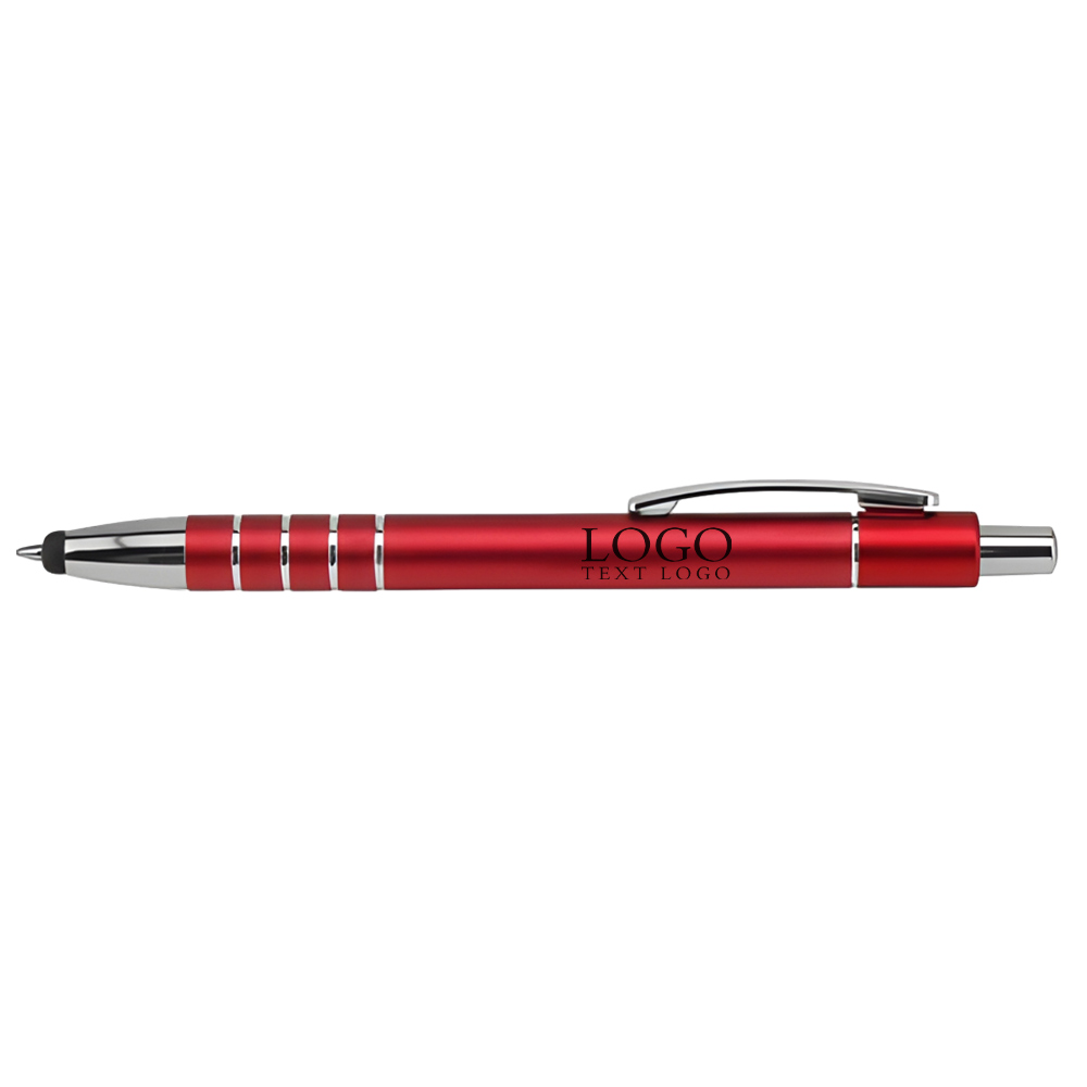 Custom Red Metal Line Gel and Stylus Pens