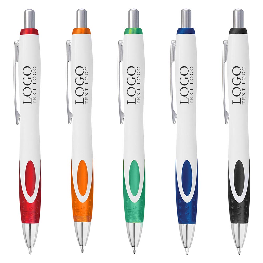 Custom White-barrel Plastic Ballpoint Pen