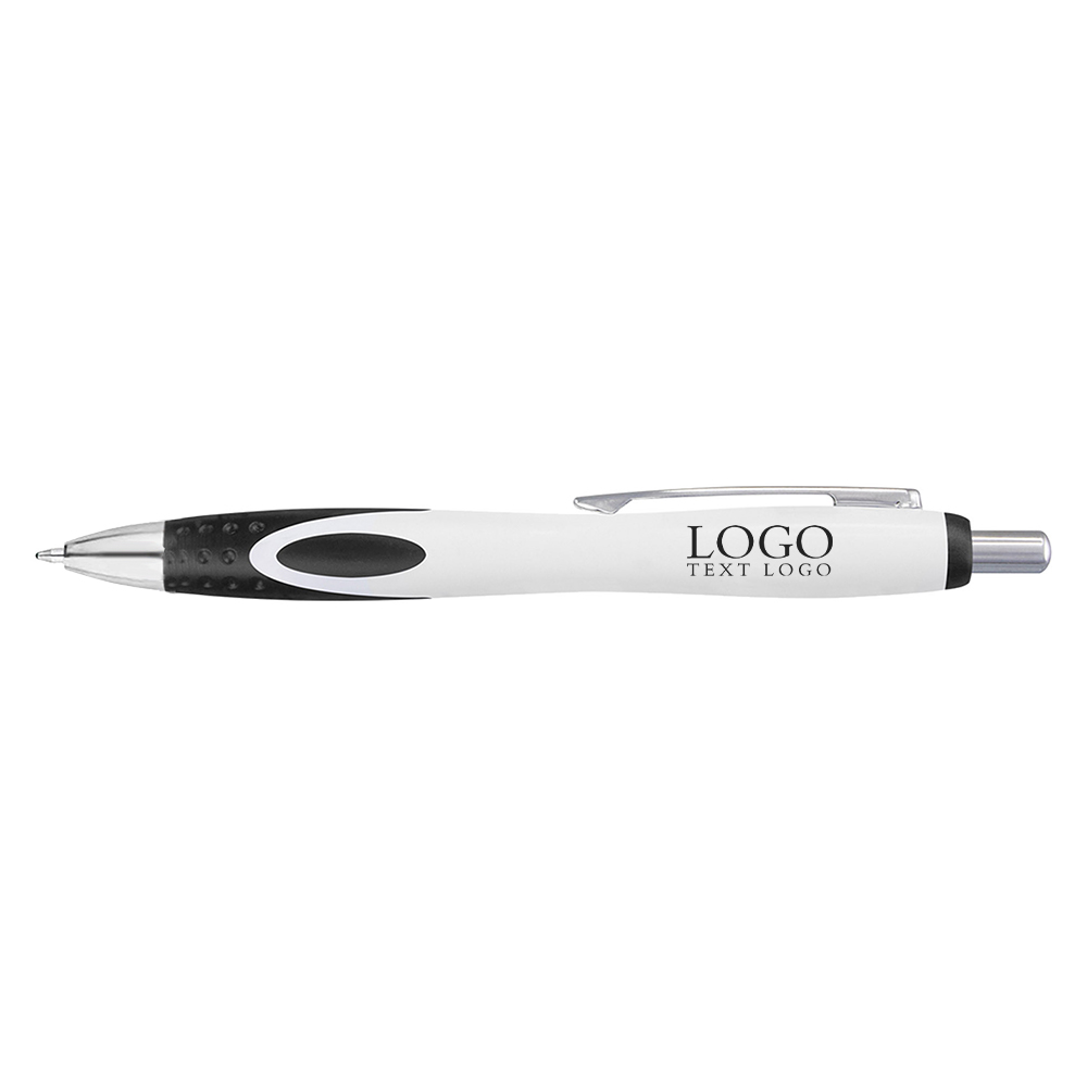 Custom White-barrel Plastic Ballpoint Pen Black with logo