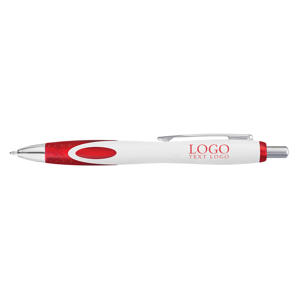 Custom White-barrel Plastic Ballpoint Pen Red with logo