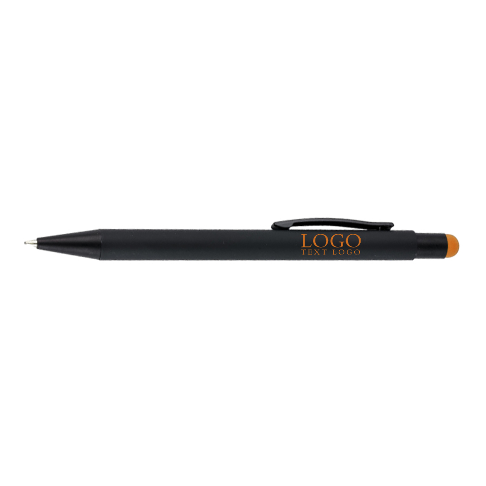 Modern Metal Black Handle Multi-Use Ballpoint Pen Orange with logo