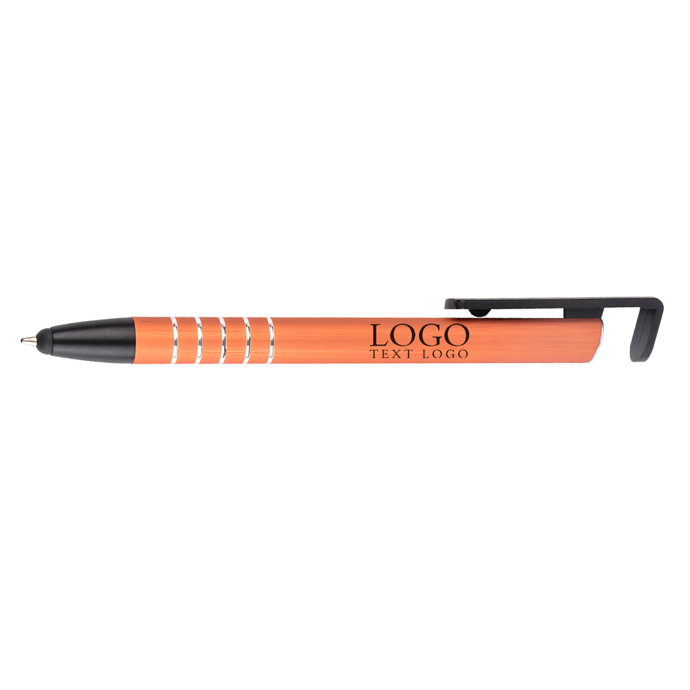 Promotional Metal phone holder multi-uses pen orange with logo