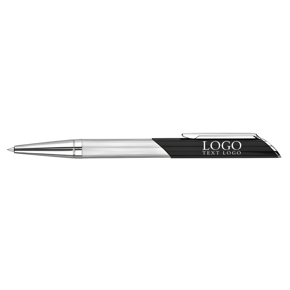 Rotating metal signature ballpoint black pen with logo