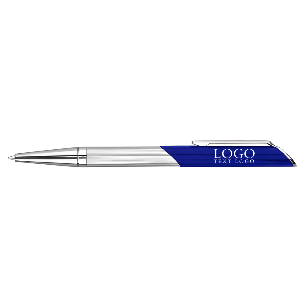 Rotating metal signature ballpoint blue pen with logo