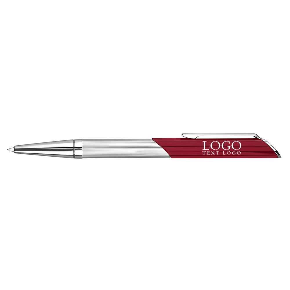 Rotating metal signature ballpoint crimson pen with logo