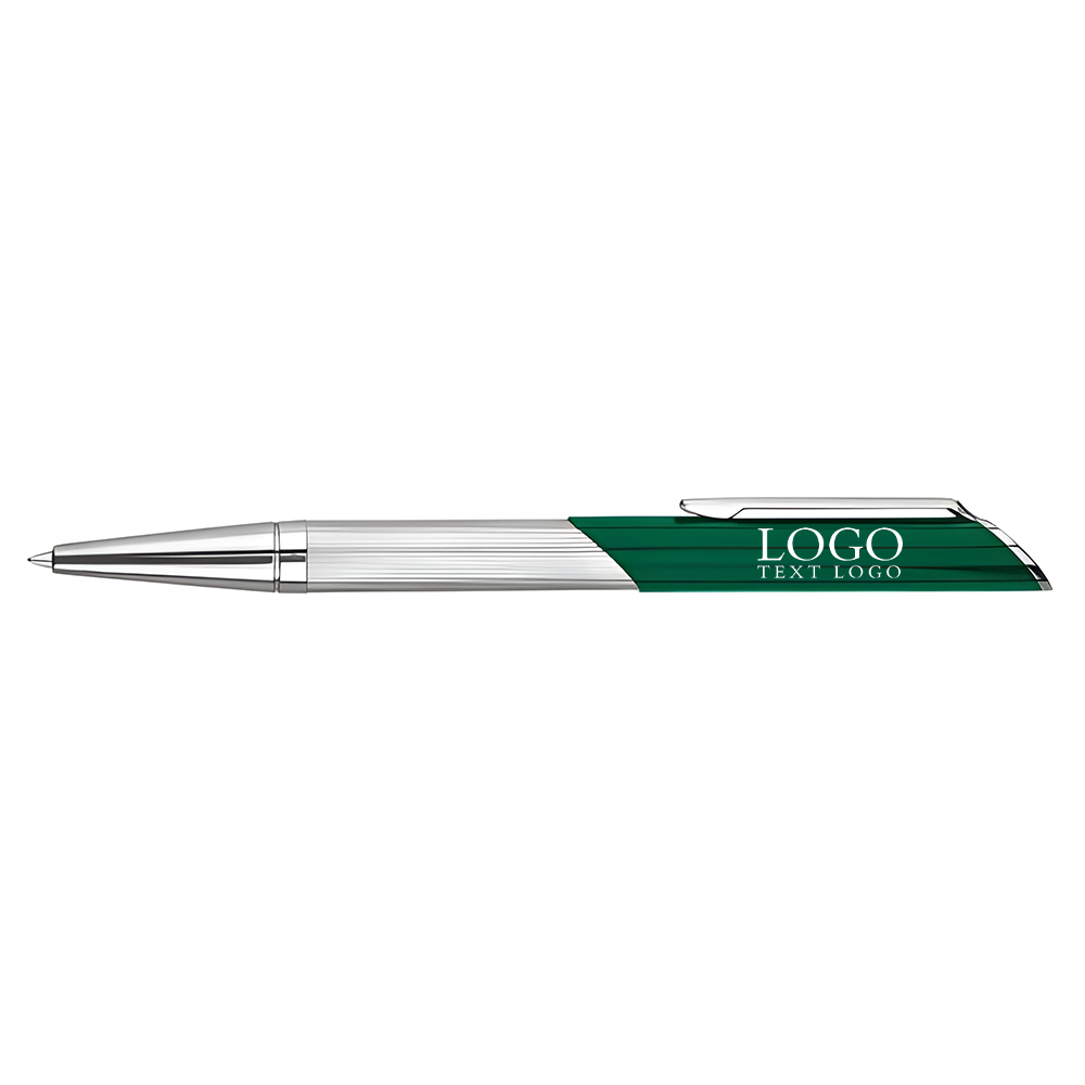 Rotating metal signature ballpoint green pen with logo