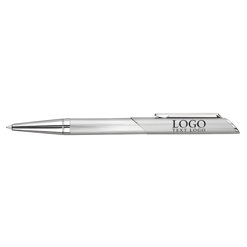 Rotating metal signature ballpoint silver pen with logo