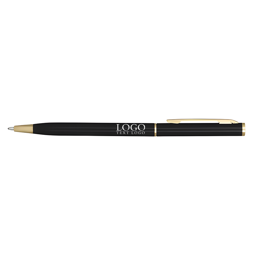 Smooth ballpoint pen with a rotating shaft black with logo