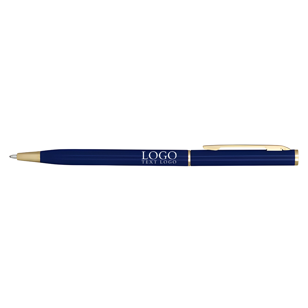 Smooth ballpoint pen with a rotating shaft blue with logo