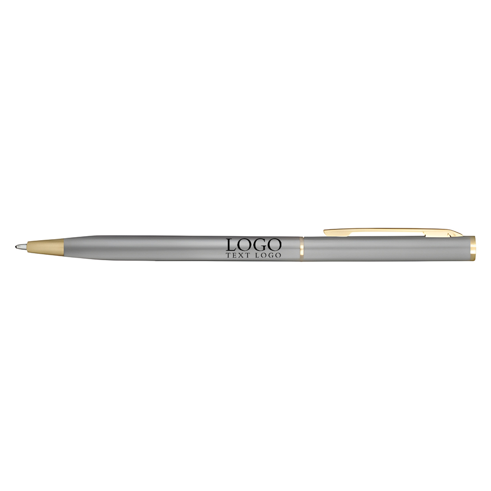 Smooth ballpoint pen with a rotating shaft silver with logo