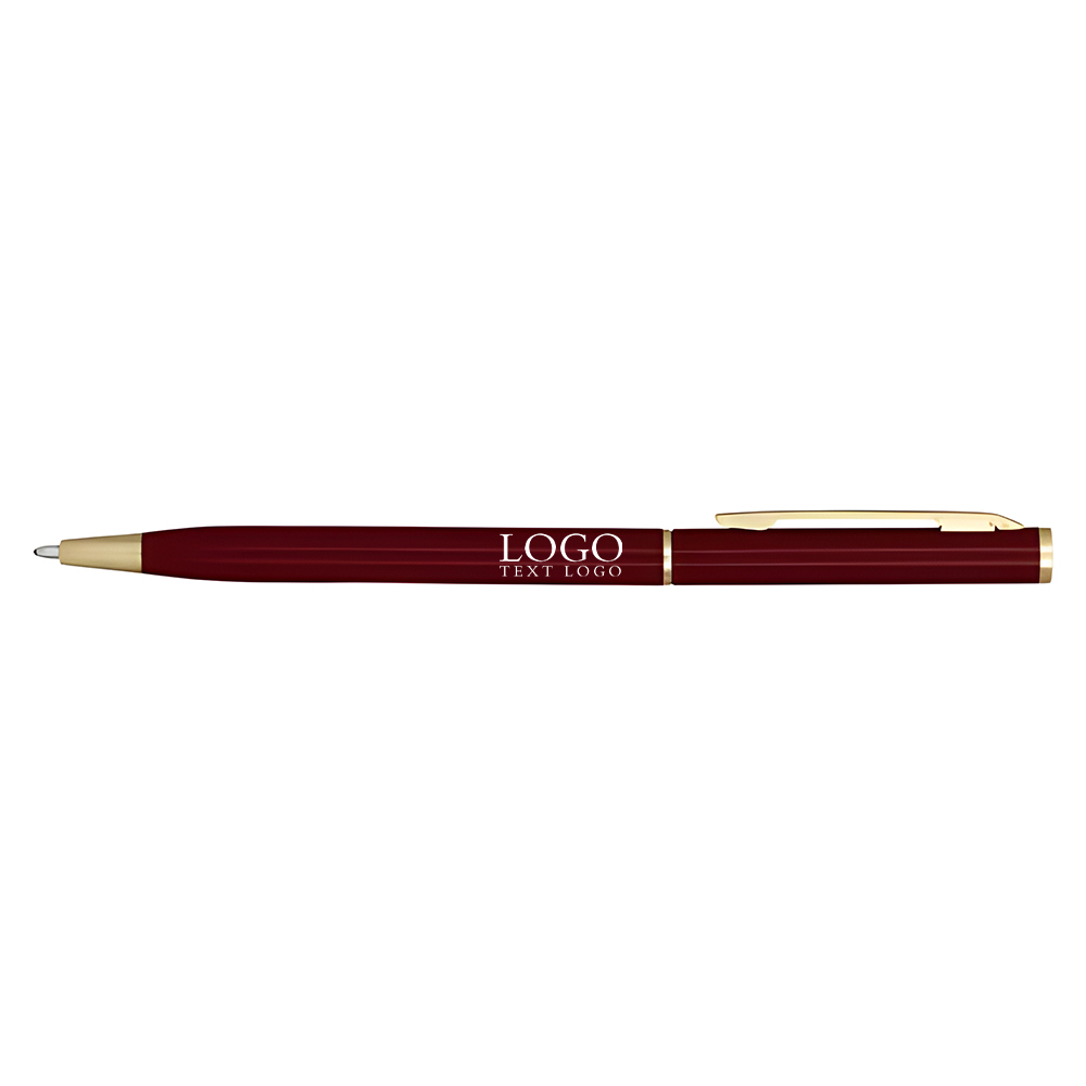 Smooth ballpoint pen with a rotating shaft wine red with logo