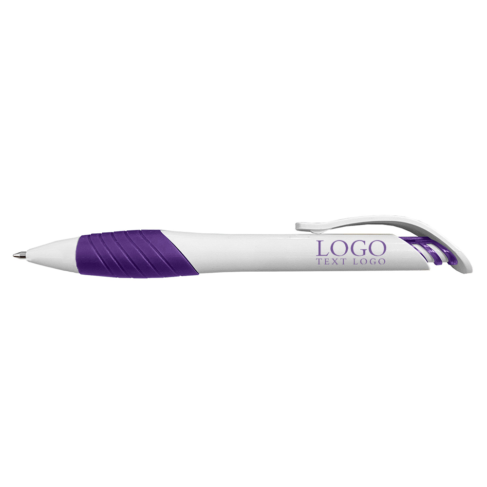 Stylish Custom Wave Rubber Grip Pen Purple with Logo