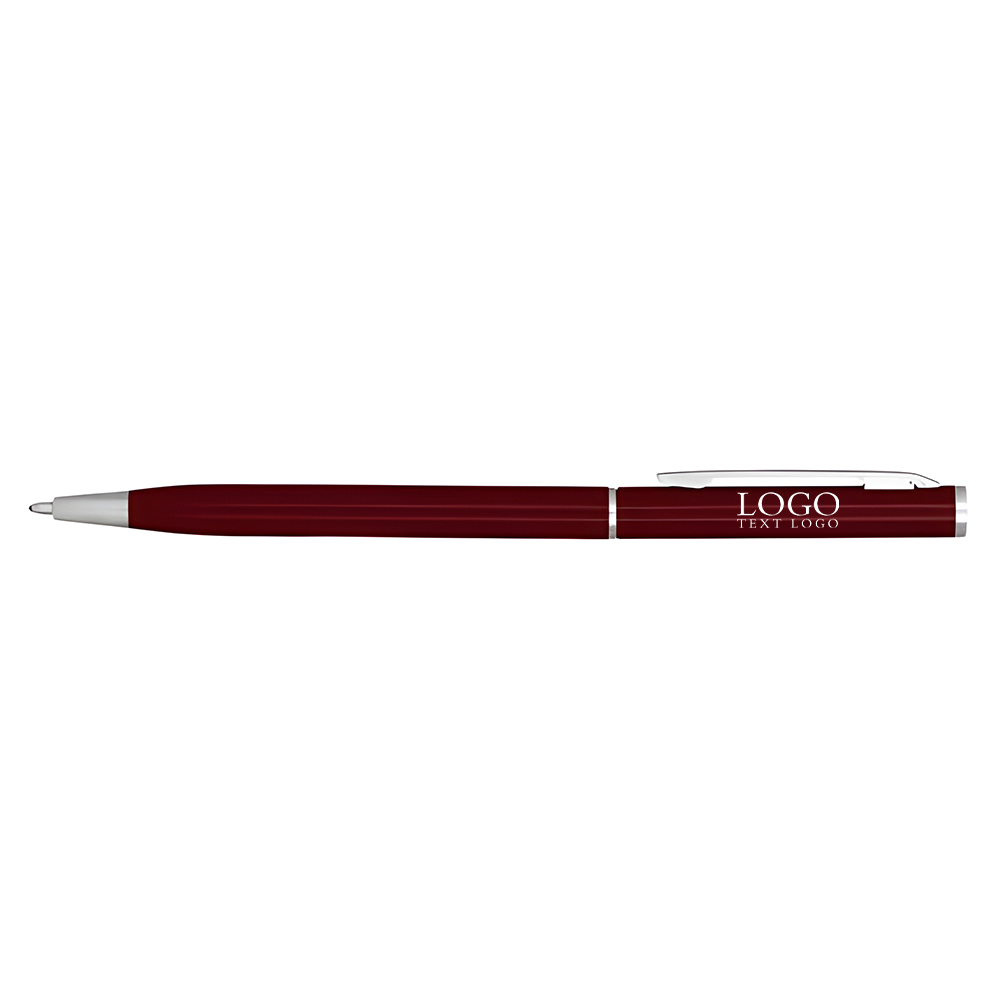 Ultra-light rotating thin-barrel ballpoint wine red pen with logo