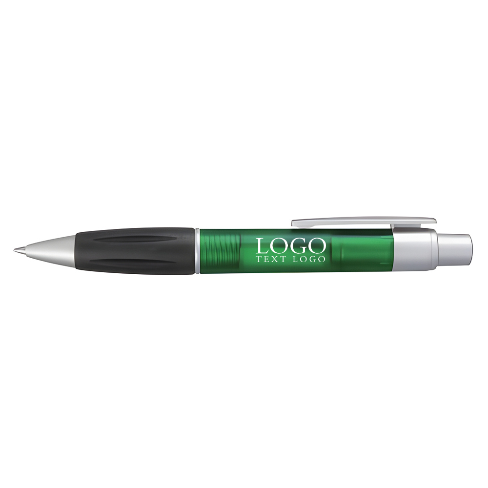 Vibrant Silver Plastic Translucent Ballpoint Pen Green with logo