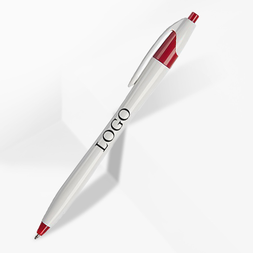 White Retractable Pen with Colored Trim