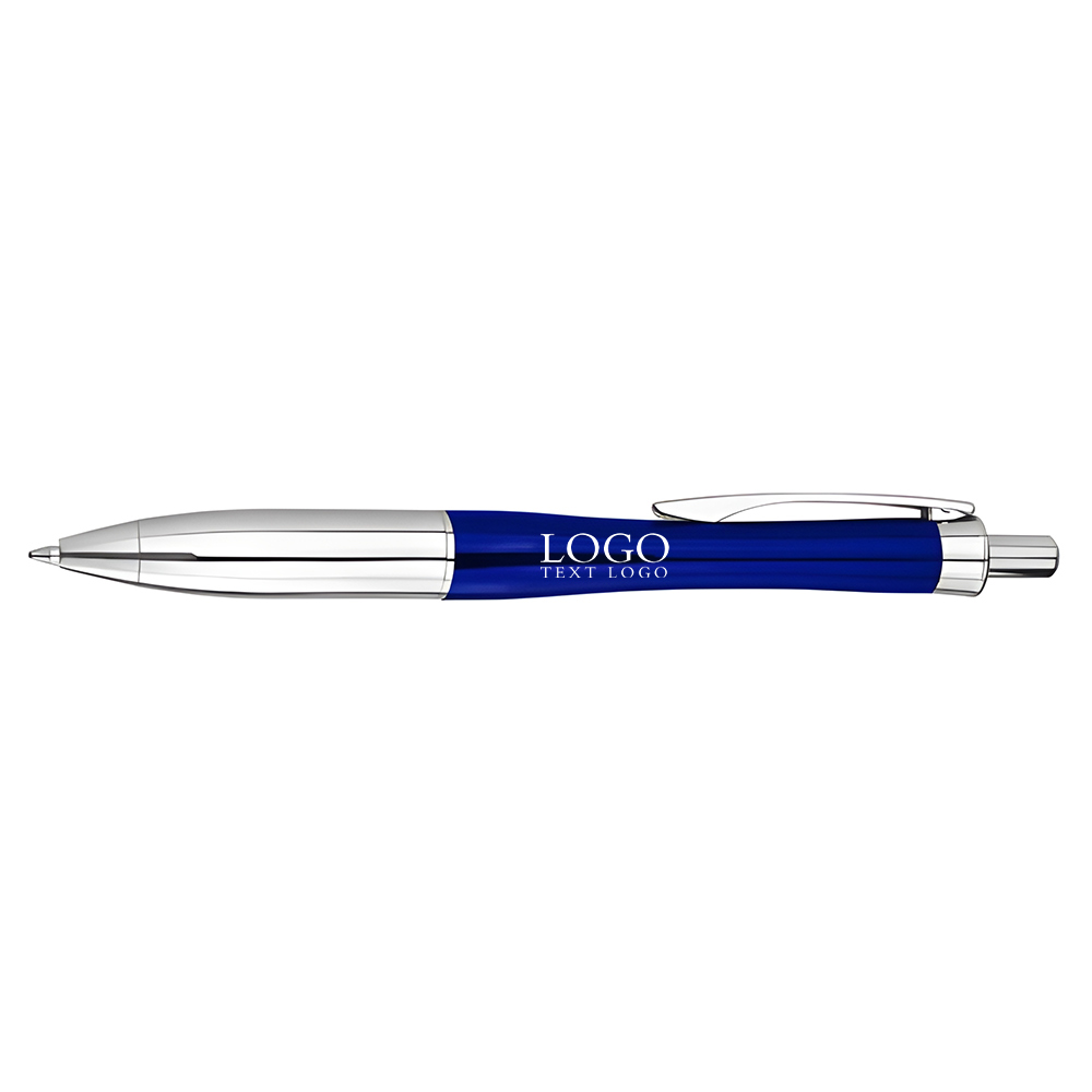 Six-color convex and concave metal signature blue pen with logo