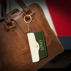 Custom Leather Mini Coin Purse With Press Button And Key Ring