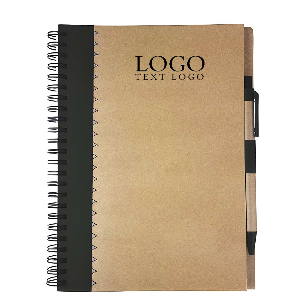 Multicolor coiled business notebook with ballpoint pen black with logo