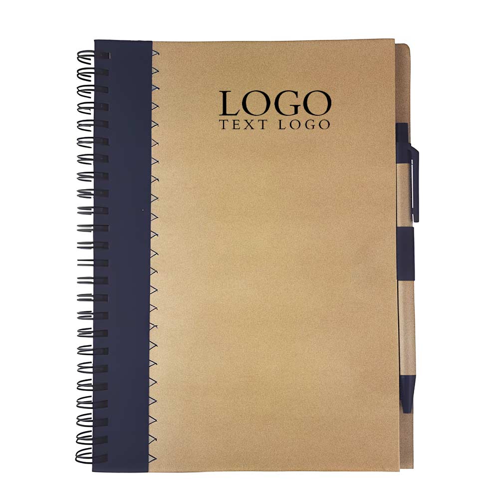 Multicolor coiled business notebook with ballpoint pen dark blue with logo