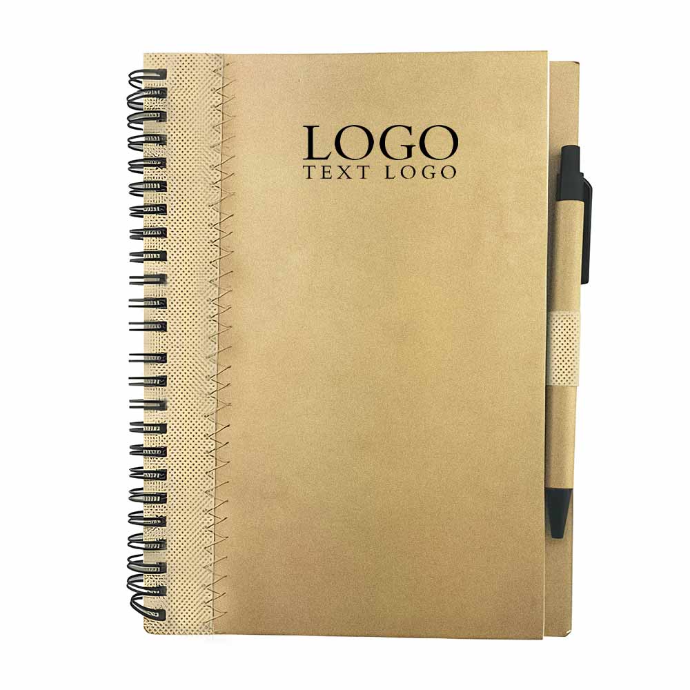 Multicolor coiled business notebook with ballpoint pen nature color with logo