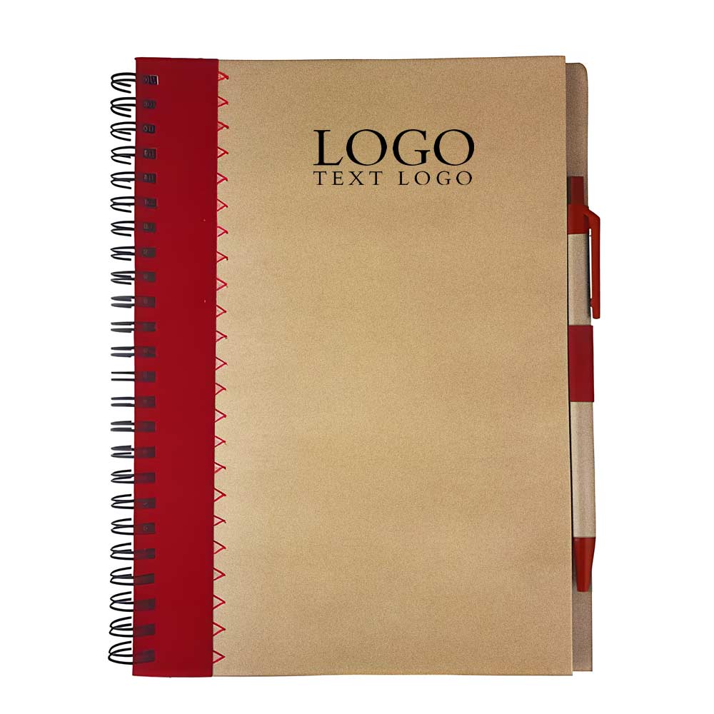 Multicolor coiled business notebook with ballpoint pen red with logo