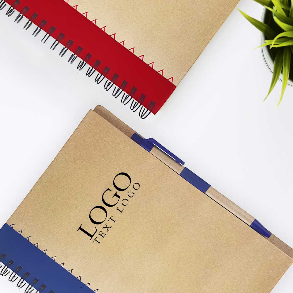 Personalized Multicolor coiled business notebook with ballpoint pen