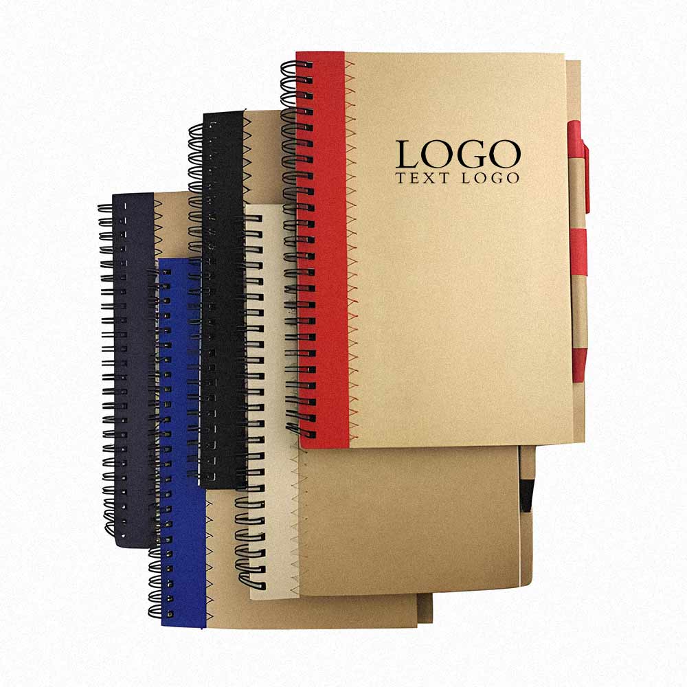Multicolor coiled business notebook with ballpoint pen