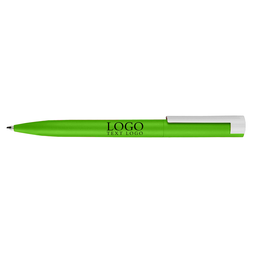 Twist-type colorful thick-barrel plastic ballpoint green pen with logo