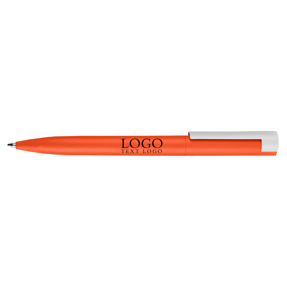 Twist-type colorful thick-barrel plastic ballpoint orange pen with logo