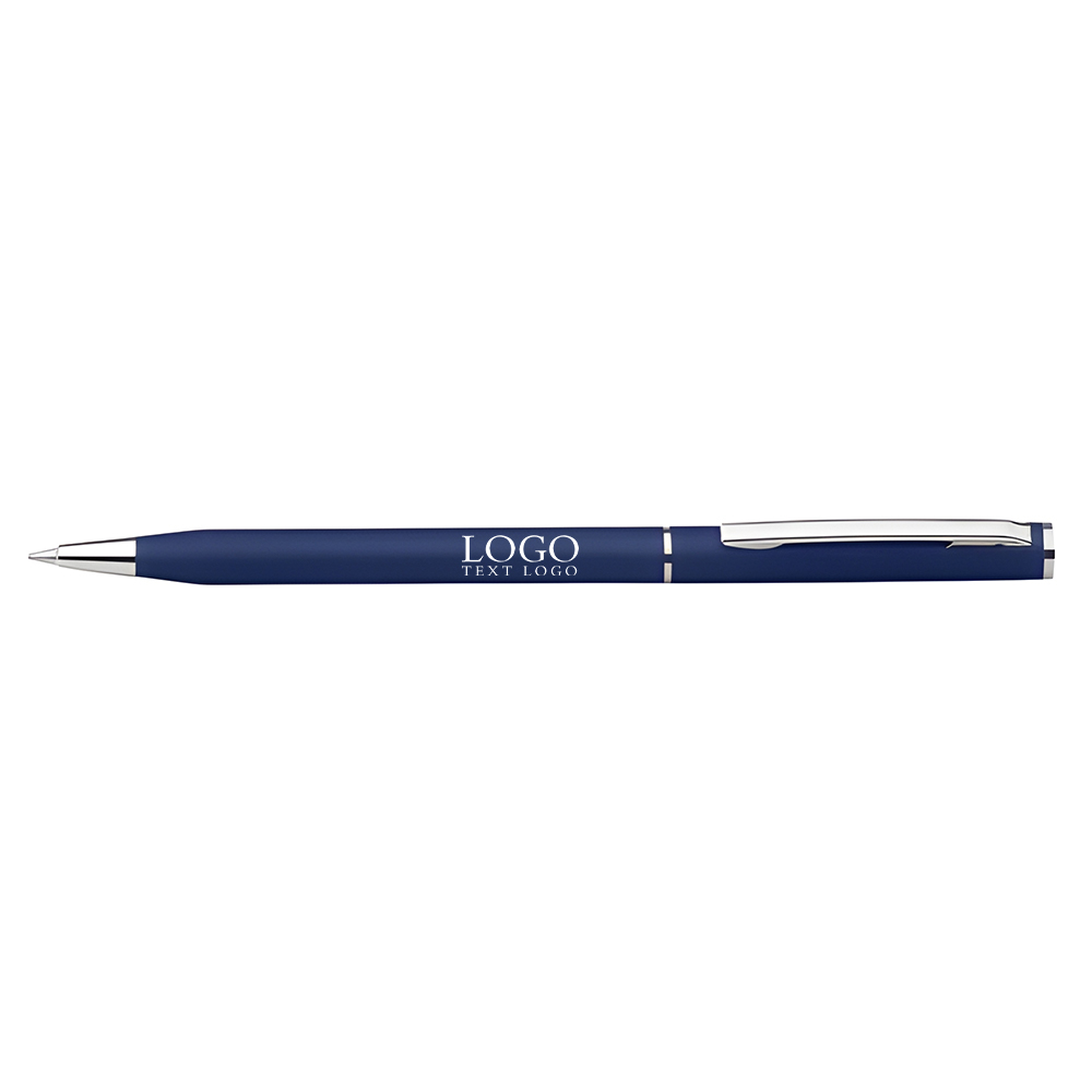 Multicolor Slim Smooth Ballpoint Pen blue with logo