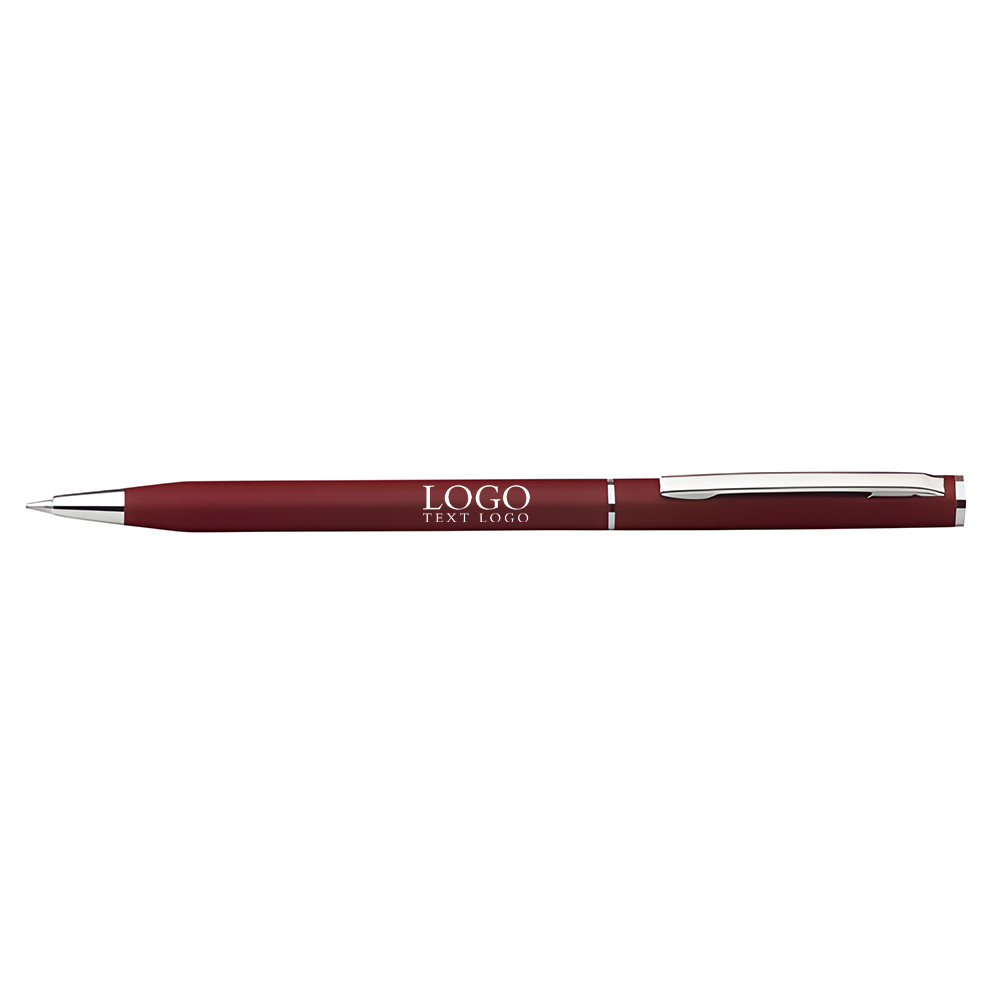 Multicolor Slim Smooth Ballpoint Pen red with logo