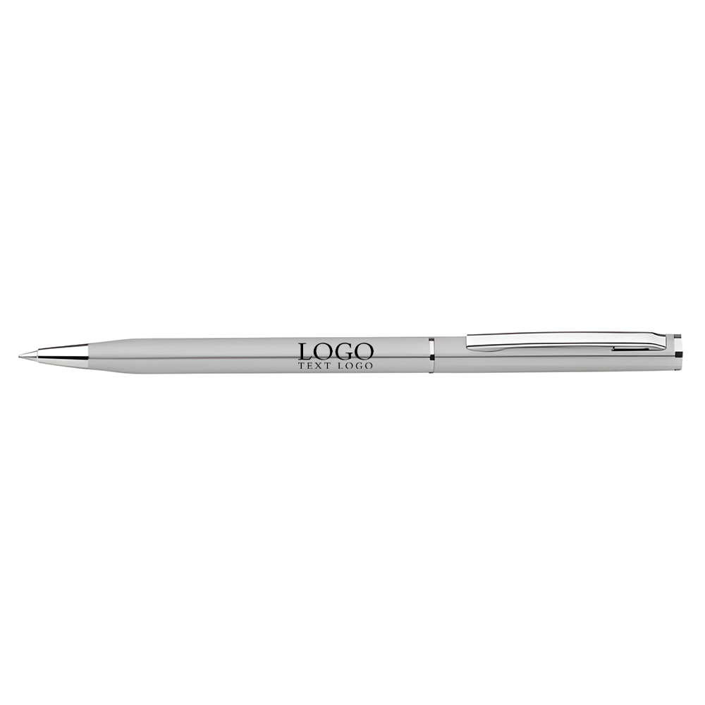 Multicolor Slim Smooth Ballpoint Pen silver with logo