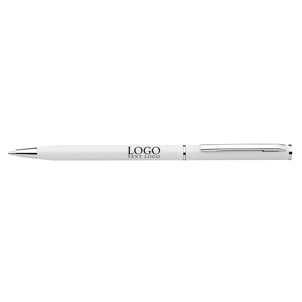 Multicolor Slim Smooth Ballpoint Pen white with logo