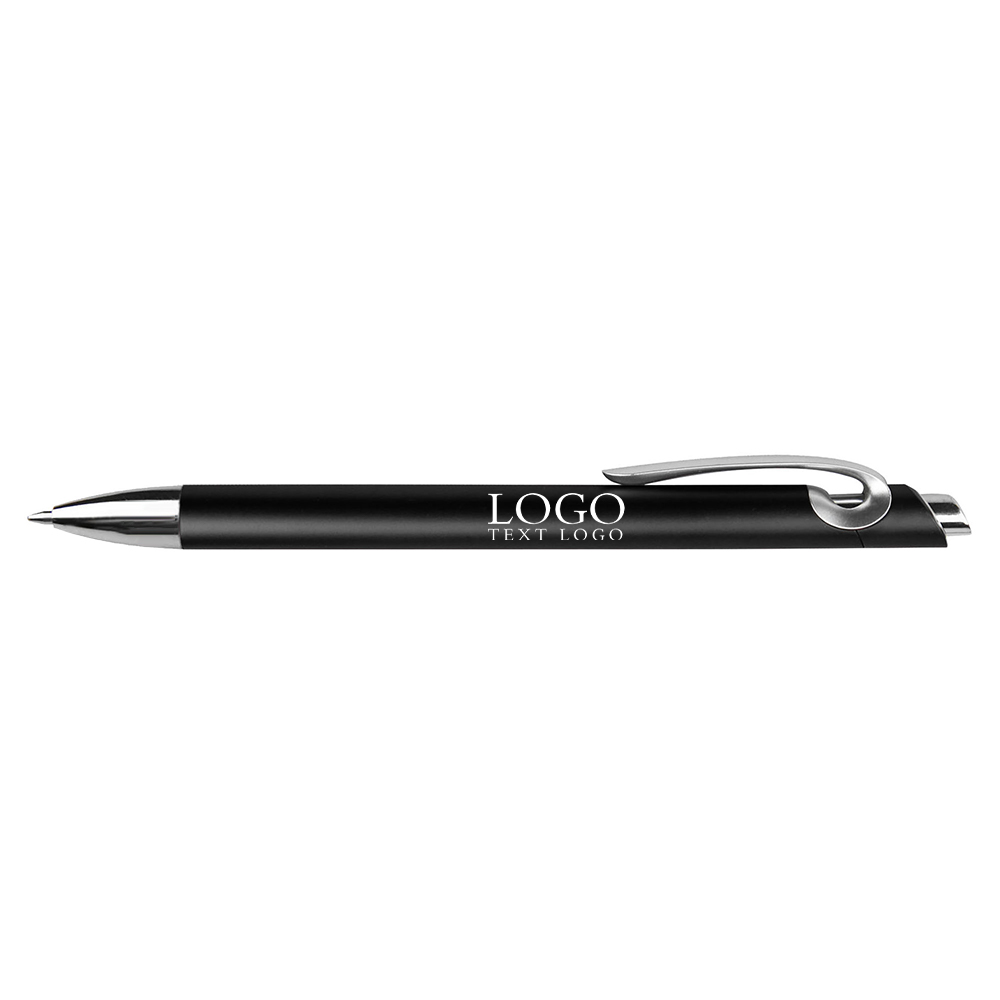 Push-action metal spray-painted colored plastic ballpoint black pen with logo