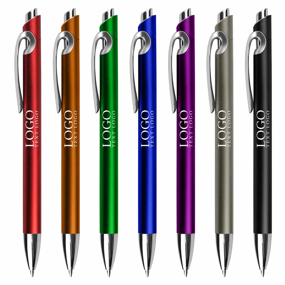 Push-action metal spray-painted colored plastic ballpoint pen